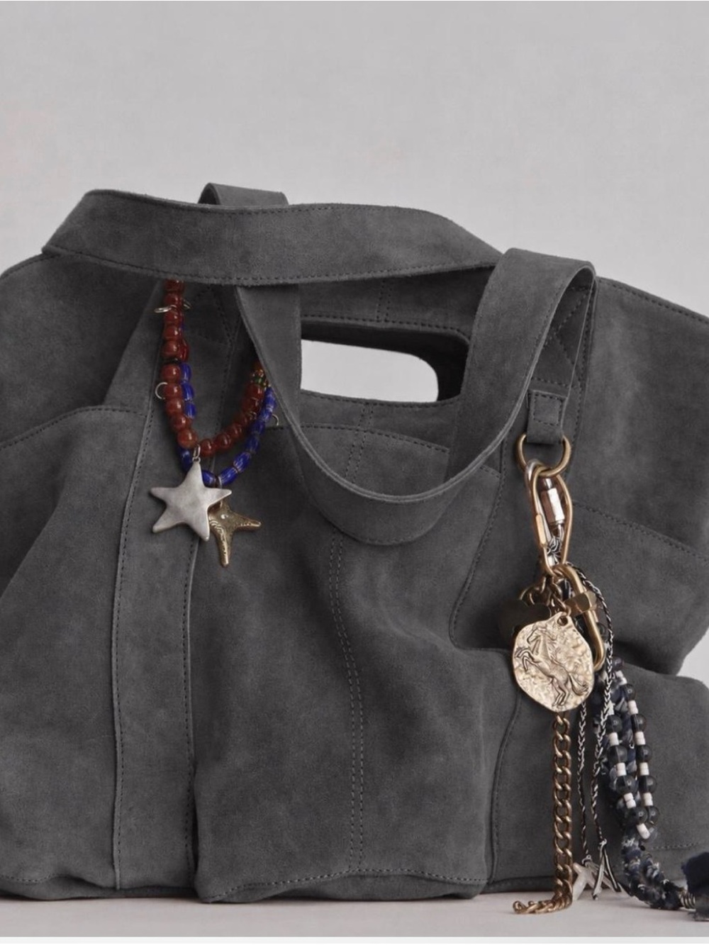 Free People Gray Suede Caravan tote bag
